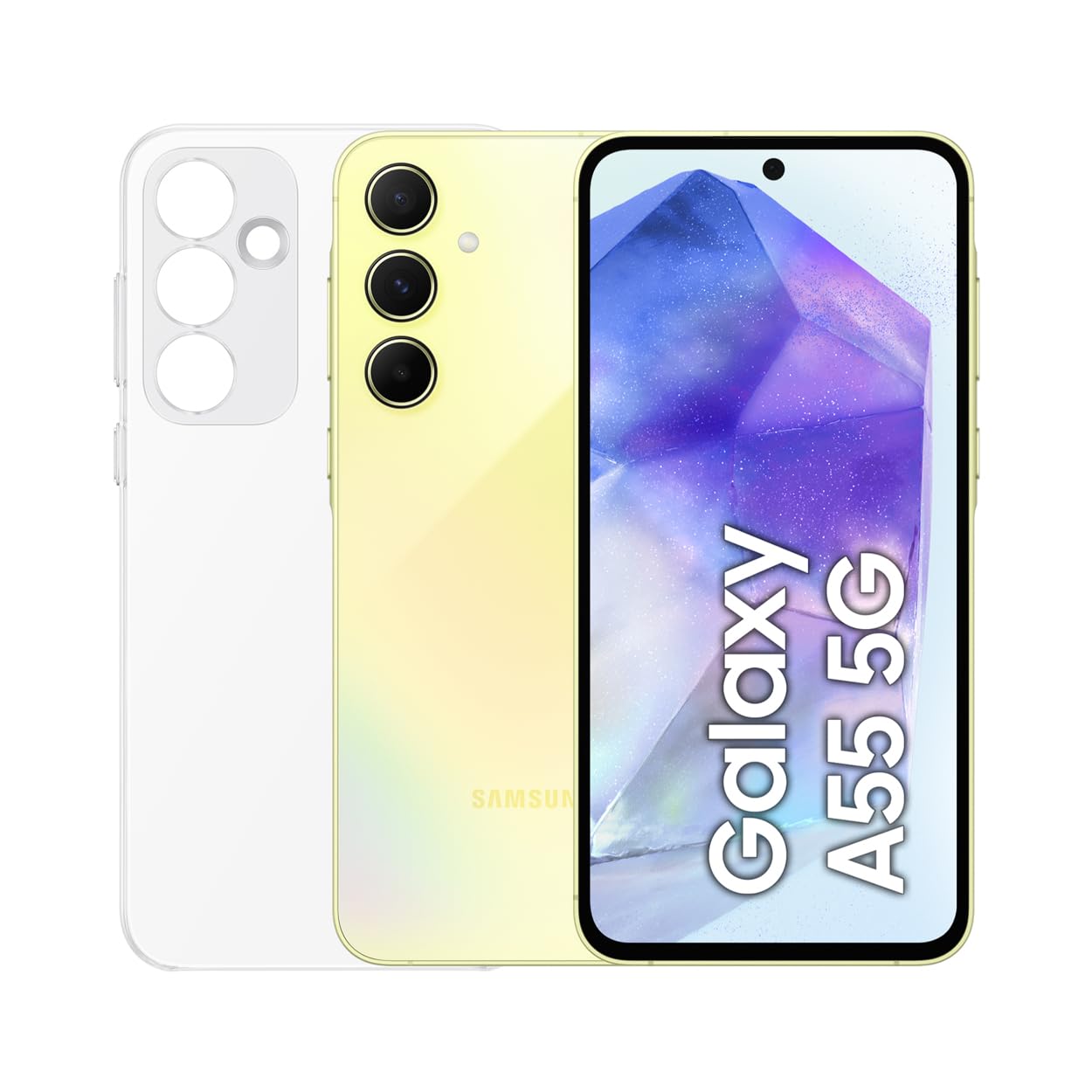 Samsung Galaxy A55 5G,Clear Cover inclusa, Smartphone Android 14, Display FHD+ Super AMOLED 6.6”, 8GB RAM e 256GB di memoria interna espandibile, Batteria 5.000 mAh, Awesome Lemon [Versione Italiana]