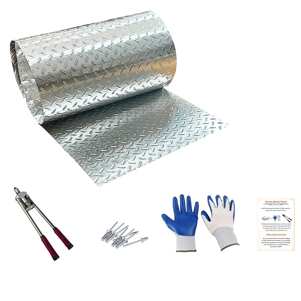 Aluminum Plate Sheet 0.04in Thick, Lentil Pattern, Trailer,RV,Etc 3003 Generic Aluminum Tread Plate 1Roll (24 in x 118 in)