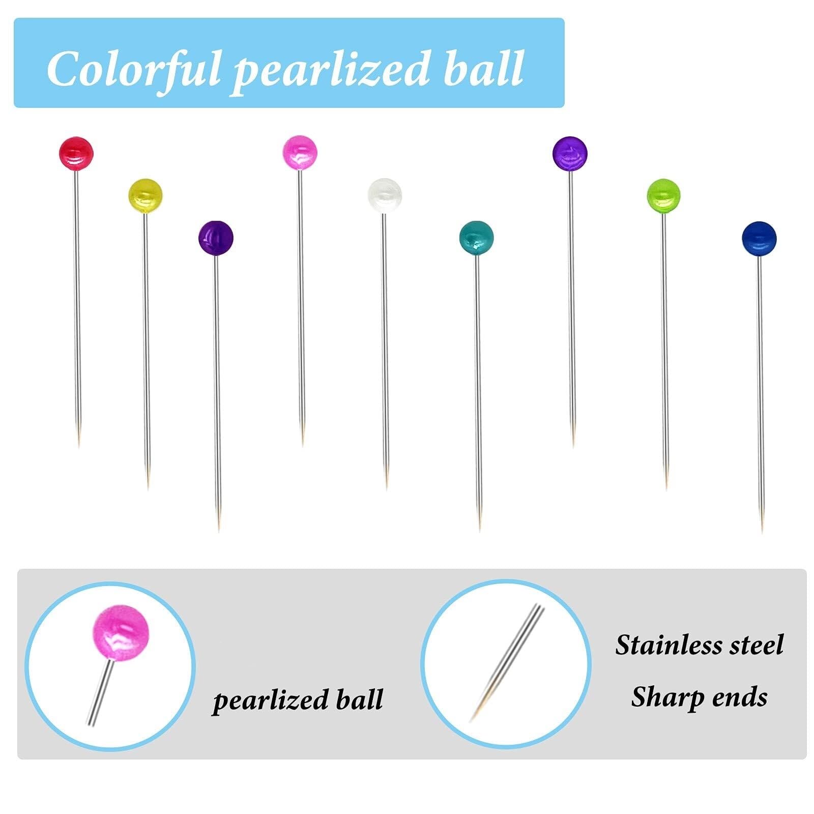 Alfileres Costura 1000 Uds alfileres de Costura Pin Recto 38mm Cabeza de Bola perlada Acolchado for Manualidades DIY Herramientas de Tela para Proyectos De Bricolaje
