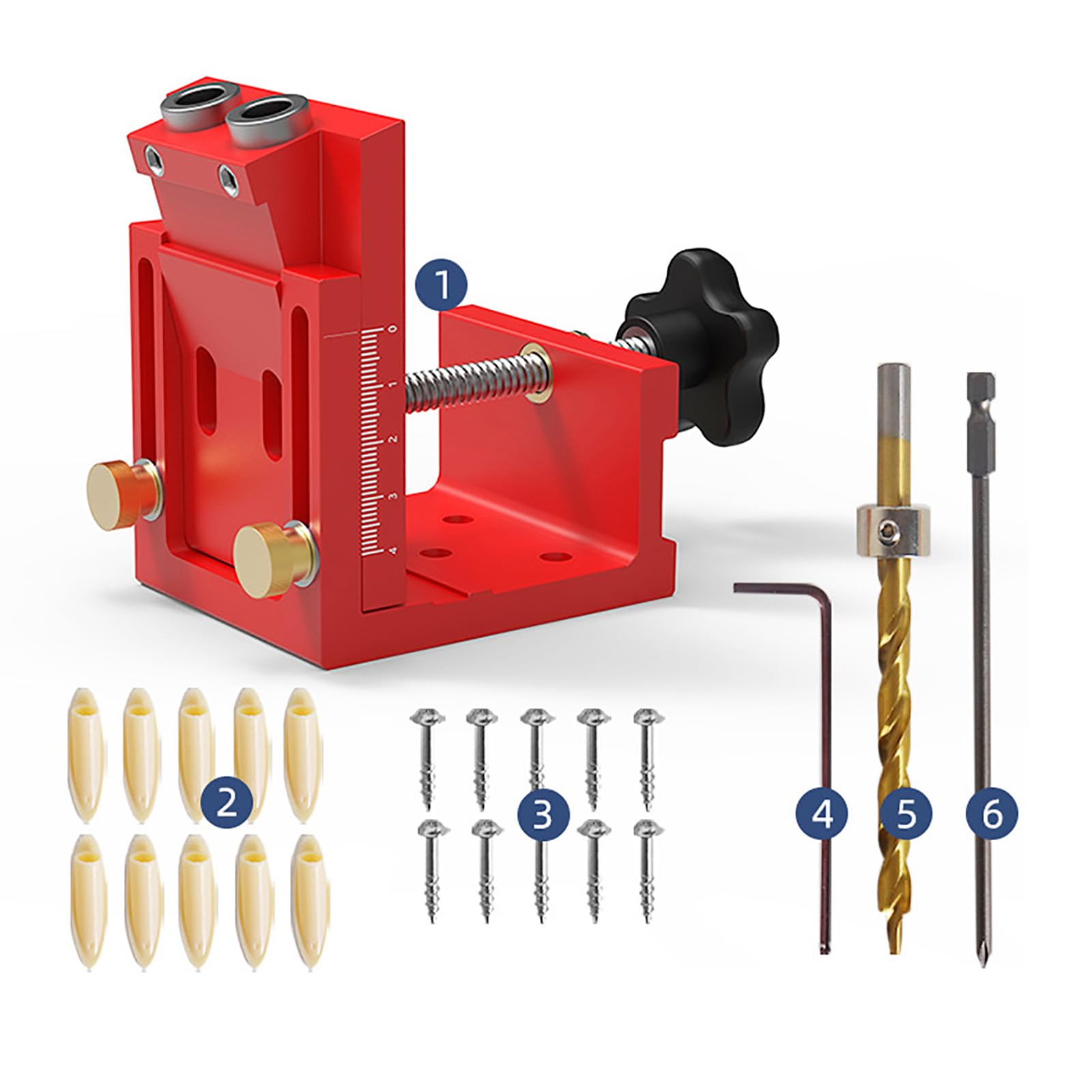 Msioytog 3 In 1 Doweling Jig Drill Kit Dowel Jig Adjustable Drilling Guide Puncher Locator For Wood Working Furniture Repair Aluminum Alloy Hole Puncher
