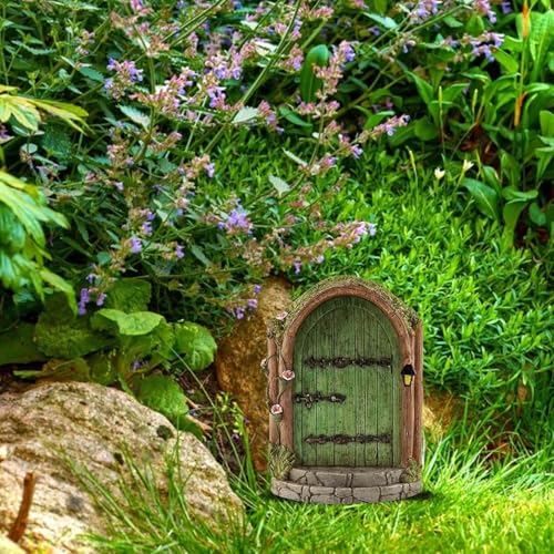 Green Fairy Garden Door - Fairy Door Craft, Fairy Door Kit, Miniature Fairy Doors | Fairy Doors for Outdoor Trees, Mini Garden Miniatures Door, Multicolor Door Fairy Doors, Fairy Garden Accessories
