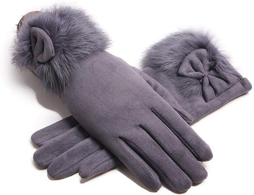 冬の暖かいベルベットの女性のタッチスクリーン手袋ファッションのウサギの毛皮快適なスエードソフトグローブ Iamschen 送料0円 Color Size グレー One Gloves