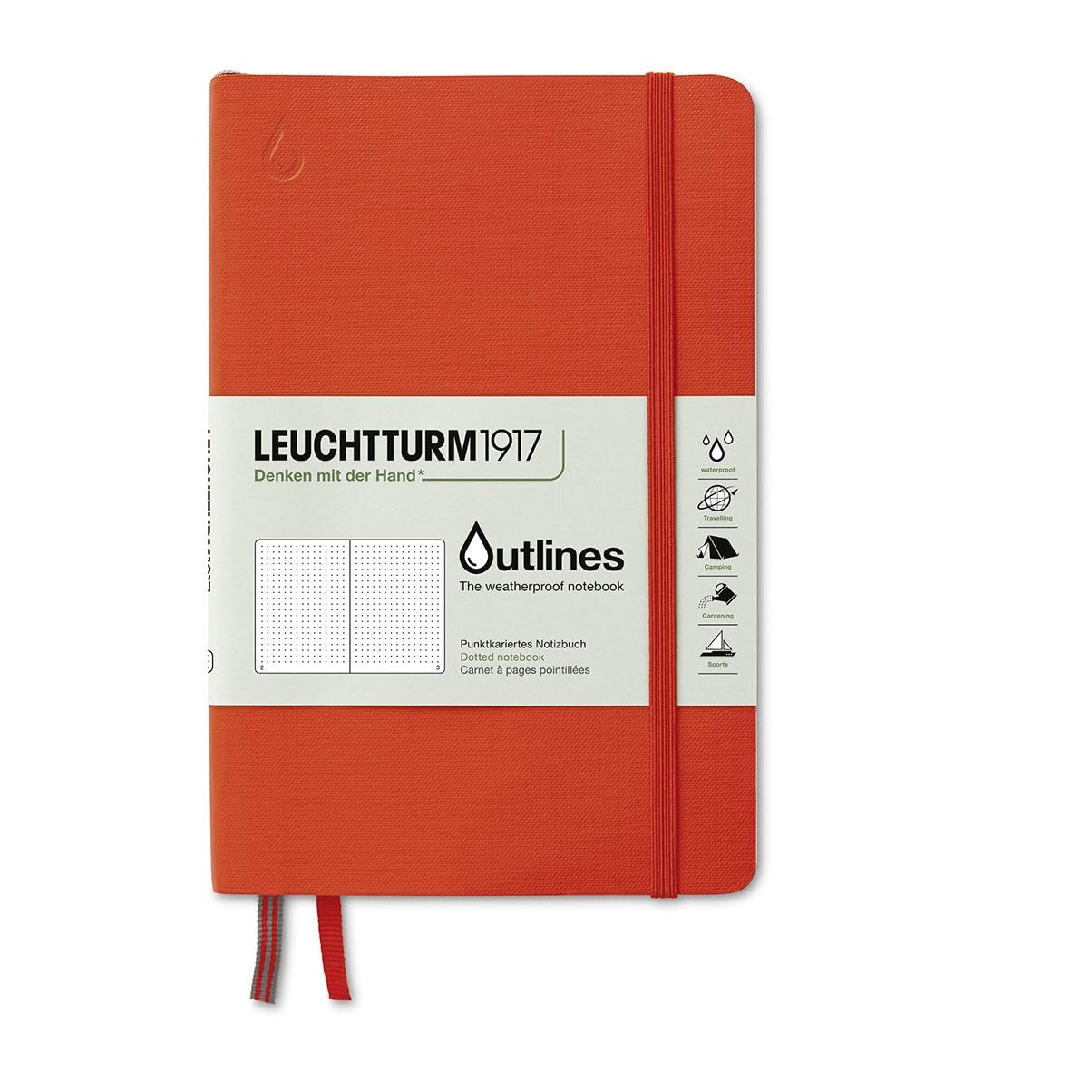 Outlines Weatherproof Edition Paperback (B6+) Notebook - 89 Pages (Signal Orange, Dotted)