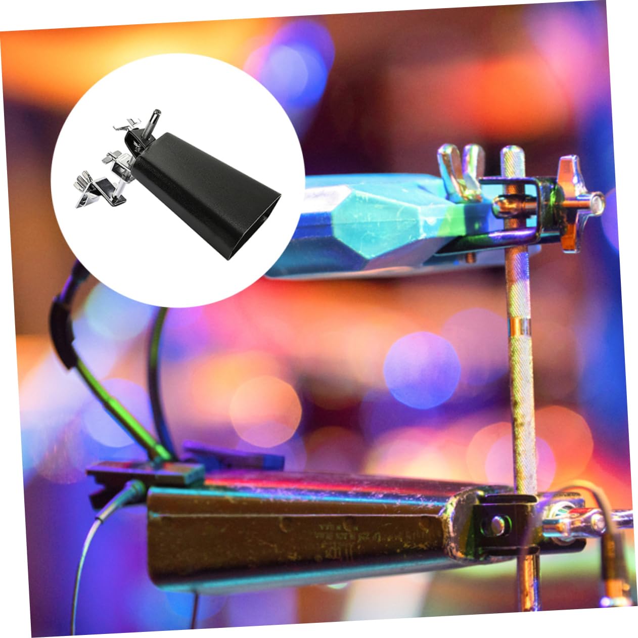 Suministro y Estructura Resistente Sonido Rico Kit de Batería Profesional de Metal Negro de Cencerros para Instrumentos de Percusión para Estudiantes y Profesionales