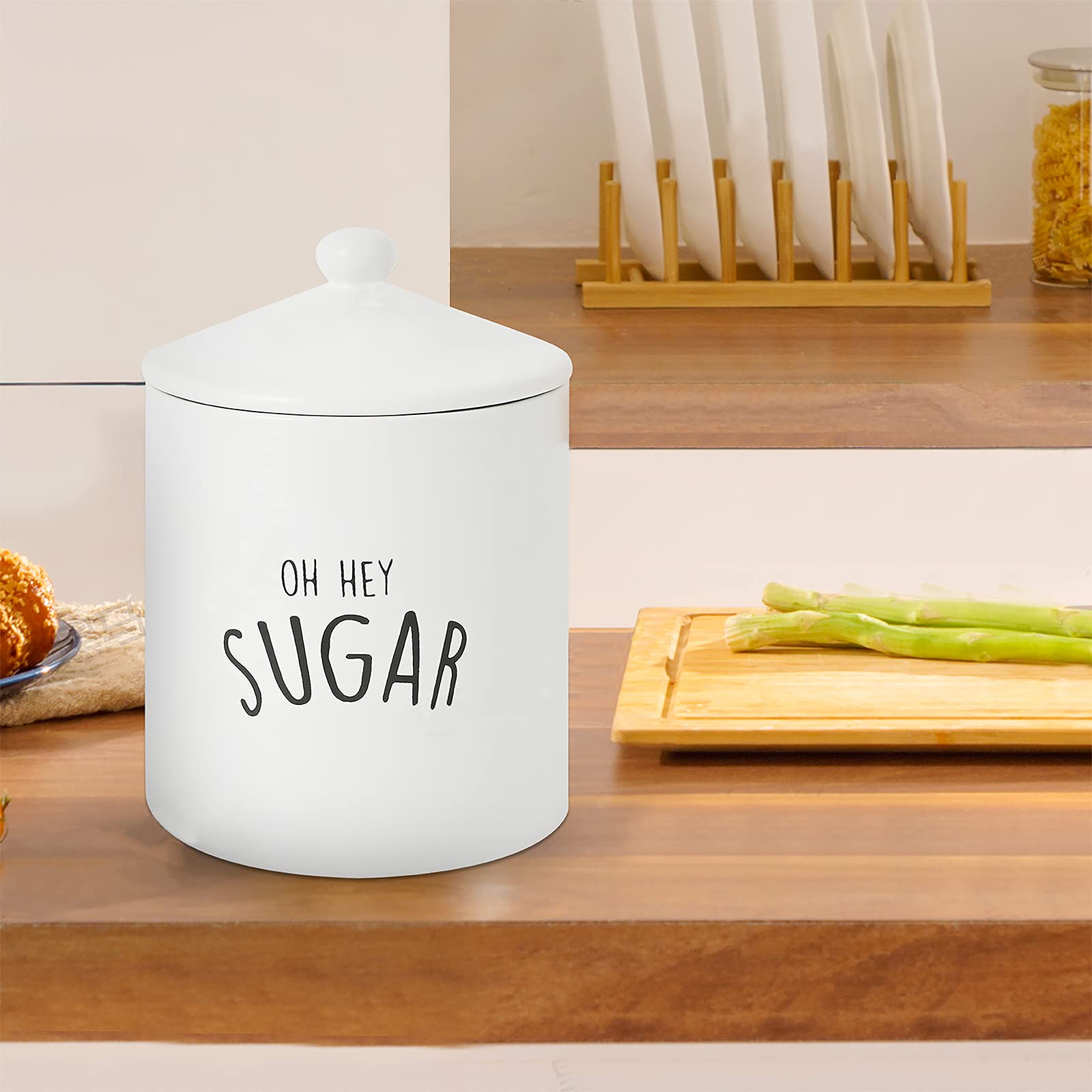 Kitchen Ceramic Canister Set of 3, Airtight Ceramic Canisters with Lid