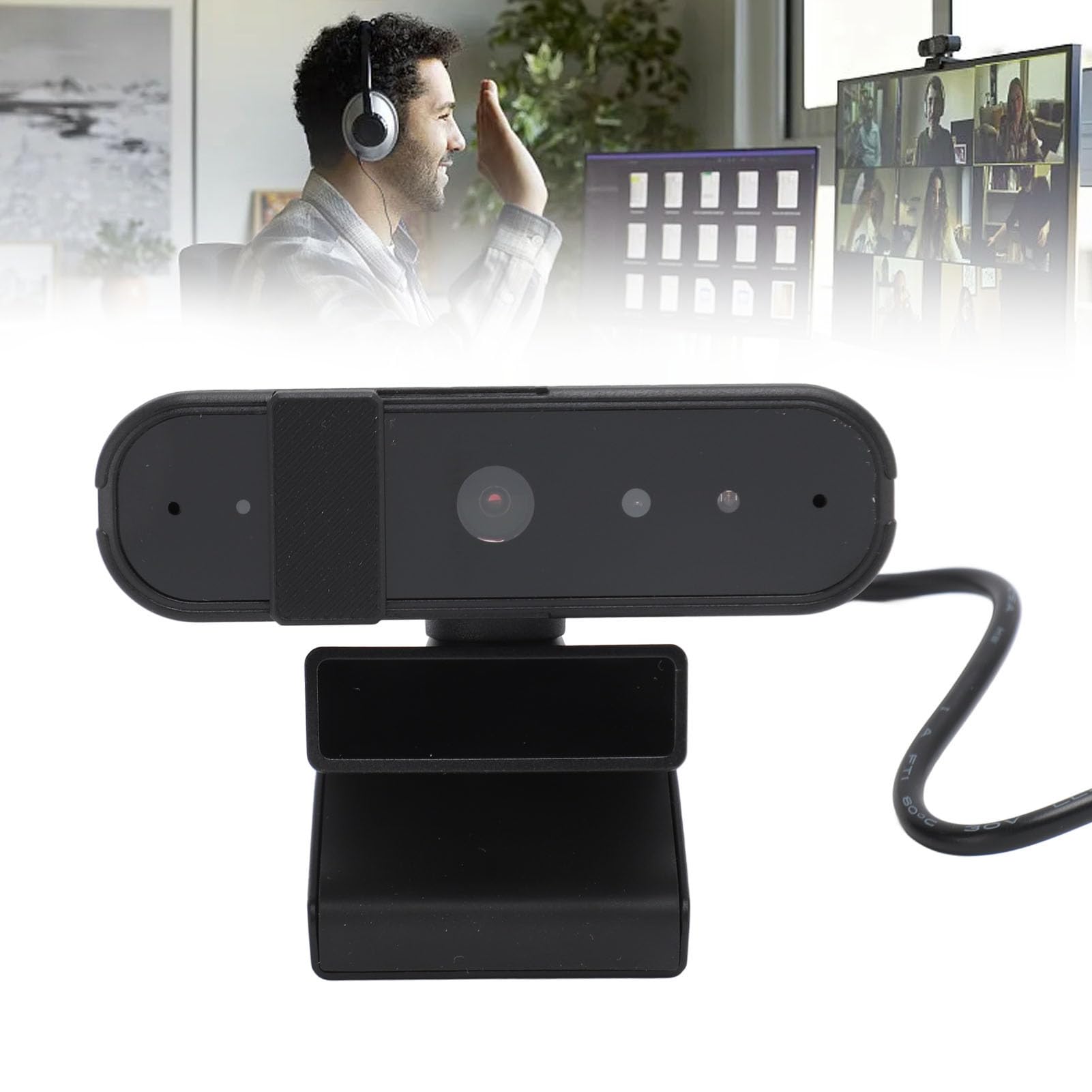 Kamera Internetowa z funkcją Rozpoznawania Twarzy, Kamera Internetowa HD 1080P z Autofokusem, Szeroki Kąt 120 Stopni i Prywatna Osłona, Kamera Internetowa USB Typu Plug and Play