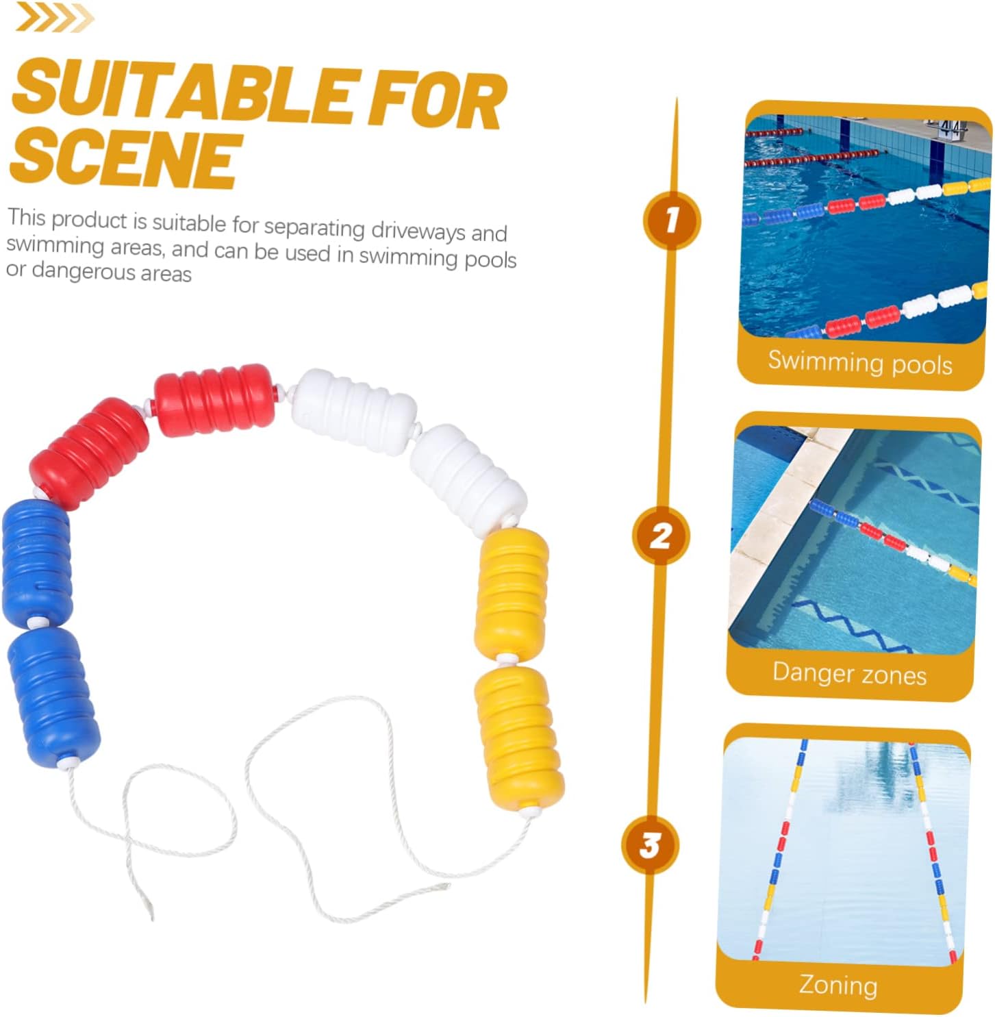 Pool Safety Divider Float Line Buoy for Swimming Pool Plastic Construction Easy to Use