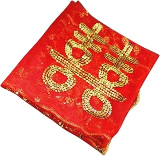 Classic Red Bridal Veil Lace Embroidered Headcloth Traditional Chinese Wedding Veil for Bride Elegant Party Accessory with Intricate Peacock Design