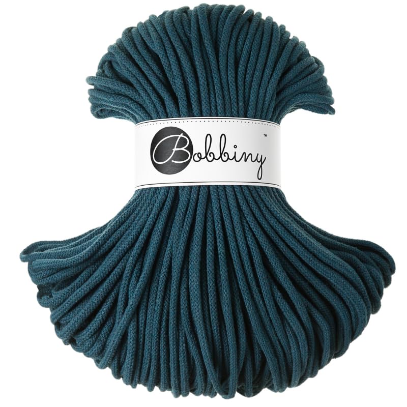 Bobbiny Premium 5mm Braided Macrame Cord (Peacock Blue) 50m — image 1