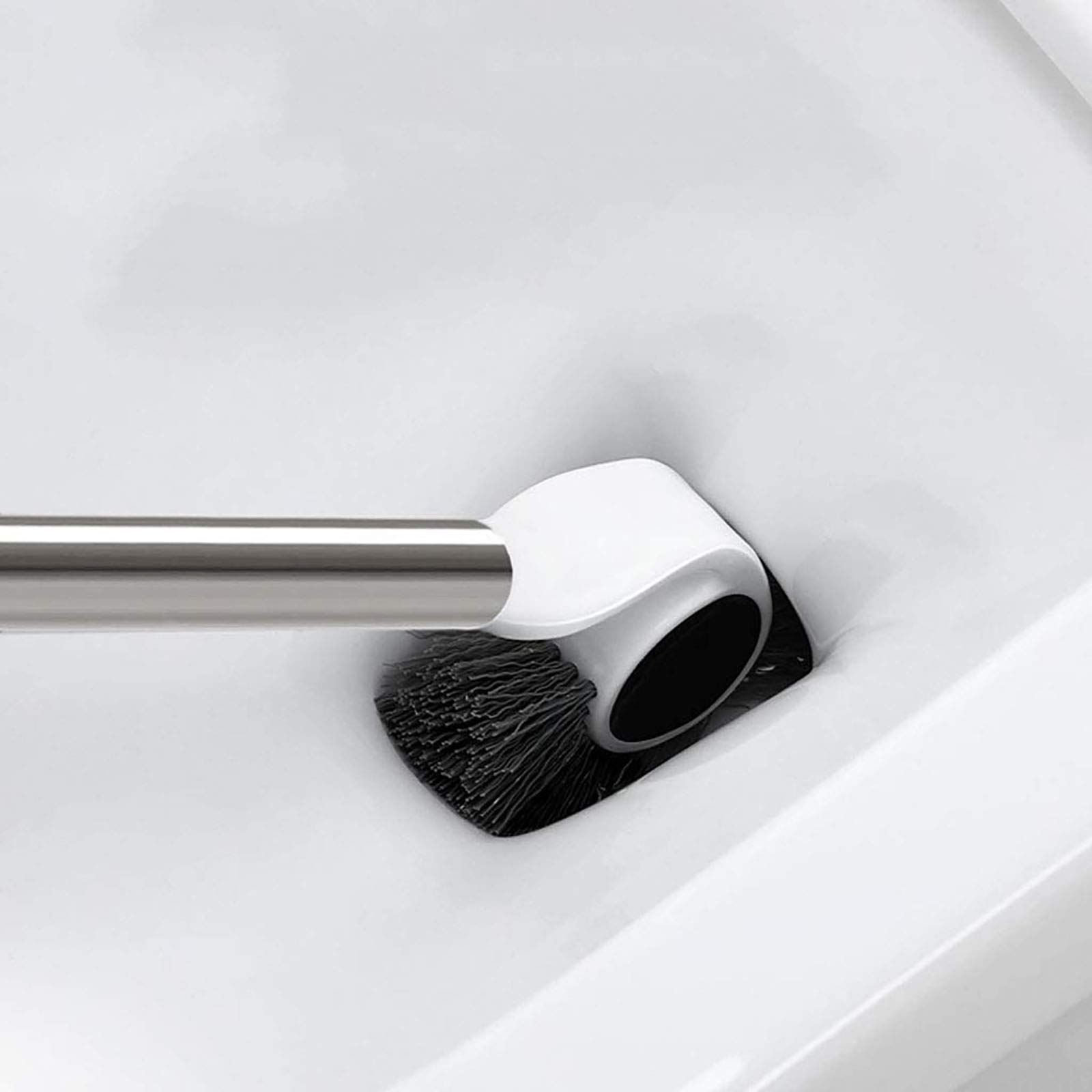 Scopino per WC, scopino per WC e Set di Supporto, spazzole per WC in Silicone per Pulizia Profonda con setole morbide TPR per Supporto per Superficie con spazzolino da Bagno, Nero