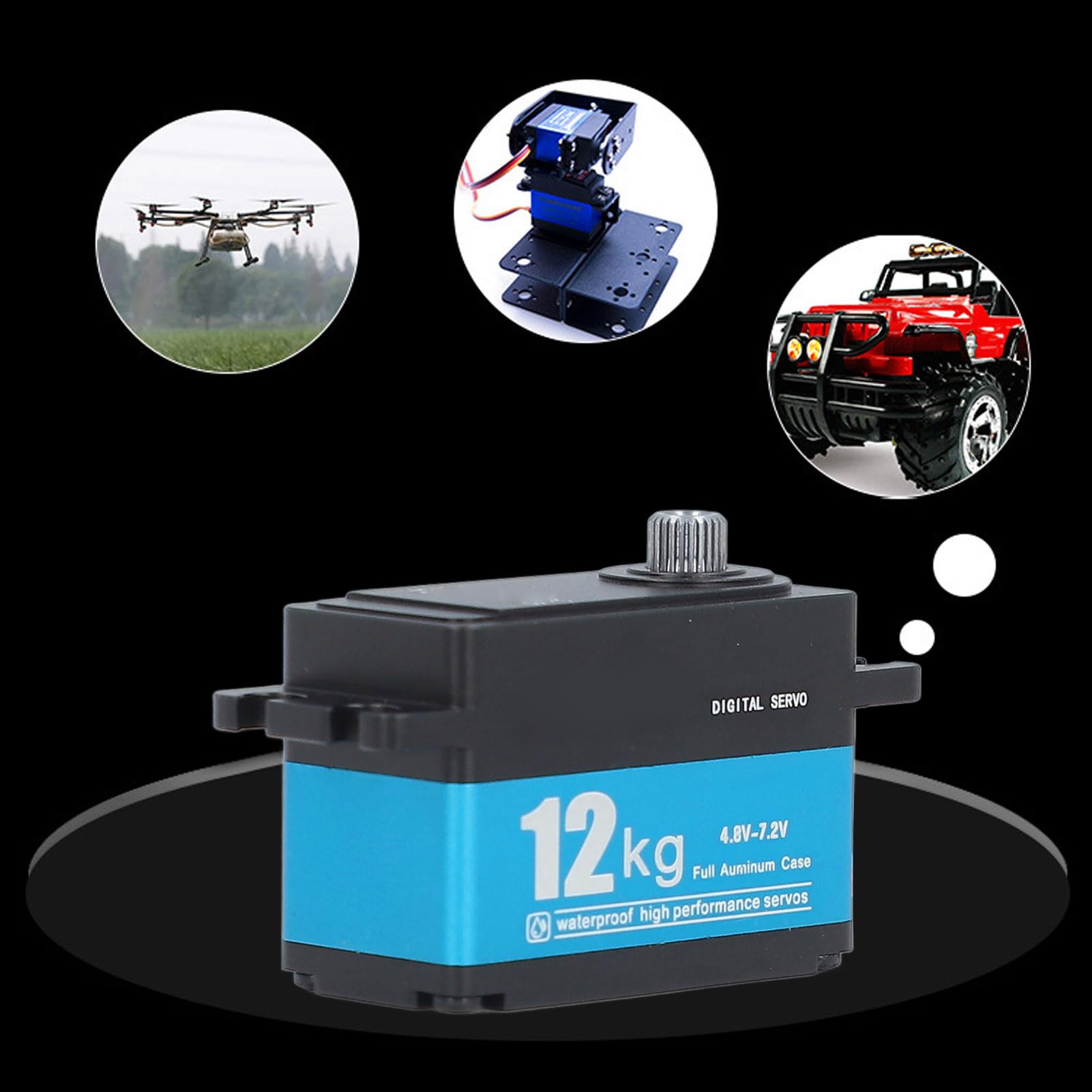 SEAFRONT Servo de 12 Kg Engranaje de Metal Completo de Acero para Brazo Robot Drone y Coche con Dirección Digital 90 Grados