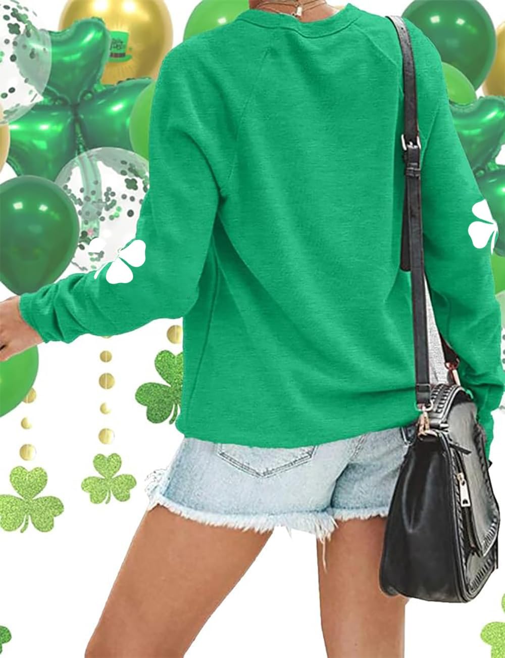 YALUCOR Womens St Patrick's Day Sweatshirt Shenanigans Coordinator Shirt Shamrock Clover Printed Long Sleeve Pullover Tops - Image 3