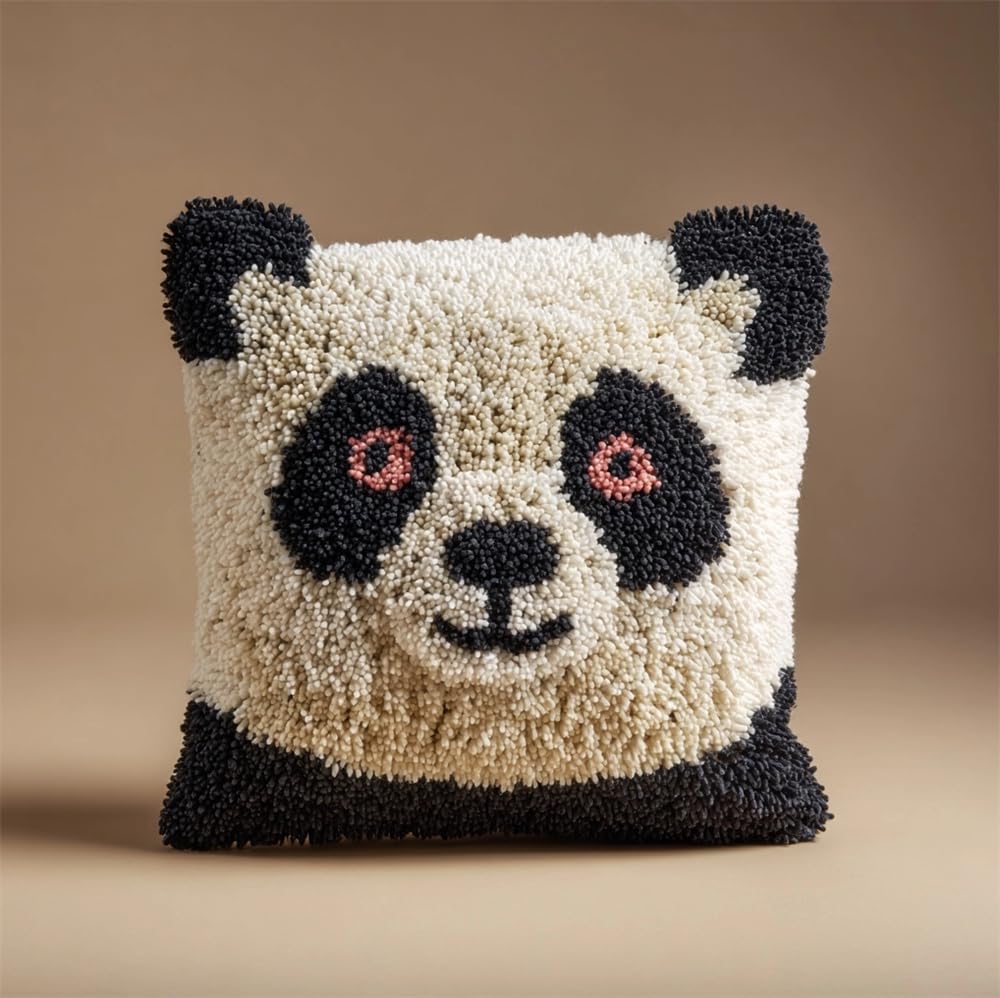 FWRTYCB Latch Hook Kits for Adults Beginners Panda Pillow Sofa Cushion