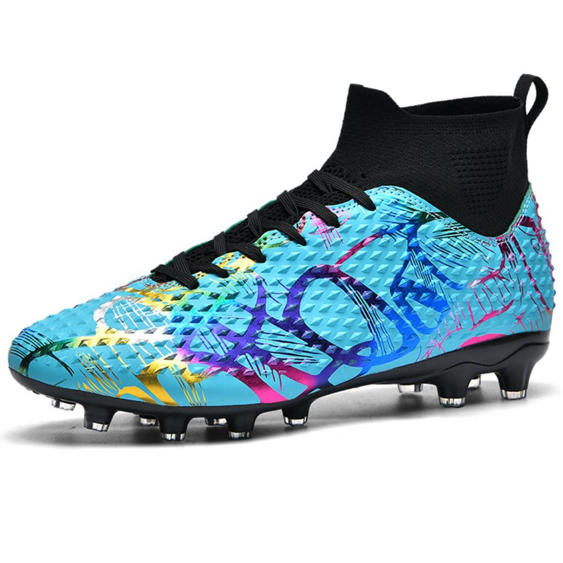 Fussballschuhe Graffiti Fußballschuhe AG Nocken Hohe Knöchelschuhe Jugendliche Kunstrasen fußball Schuhe Herren/Frauen - Einzigartiges Art Design, Hohe Traktion & Komfort für Wettkampf