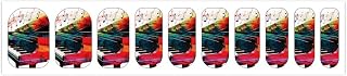 Colorful Piano Keyboard Music Nail Stickers 50 Sheets Gloss Nail Strips Bundle Long Lasting Gel Nail Stickers Art Decals Easy to Apply and Remove for Women DIY Decorations