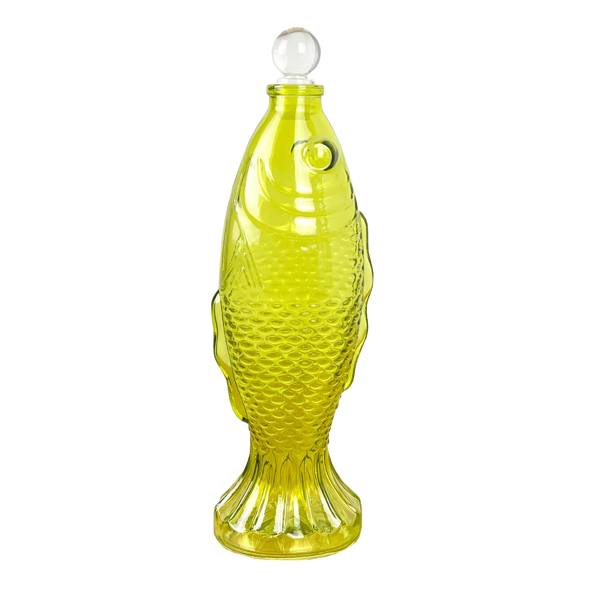 Alfie Francis Green 29.5Cm Tall Bright Fish Shaped Glass Bottle Nautical Home Bar Decoration Ornament Figurine Statue Accessory