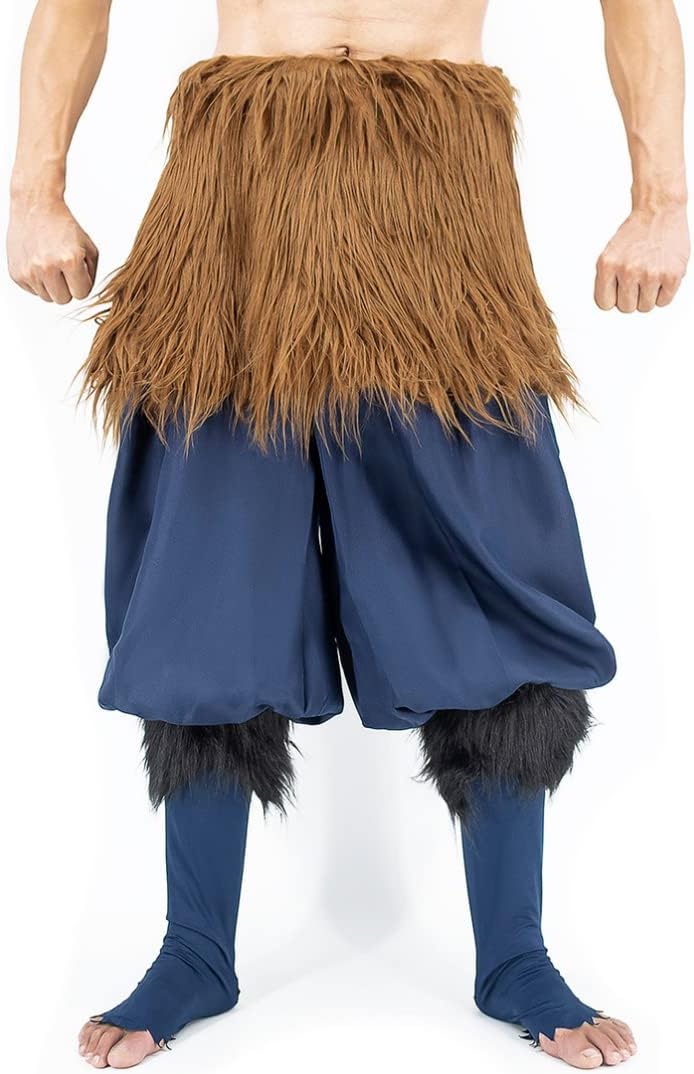 WELLMILLER Inosuke Cosplay Costume Pants Apron Suit Full Set with Inosuke Mask for Adult Men Women