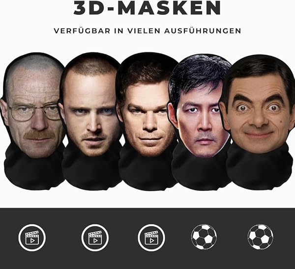 Aristo Solutions Realistische 3D-Druck Vollgesichtsmaske – Atmungsaktiv, leicht & bequem, ideal für Cosplay, Partys, Halloween, Karnveal & Events - 3