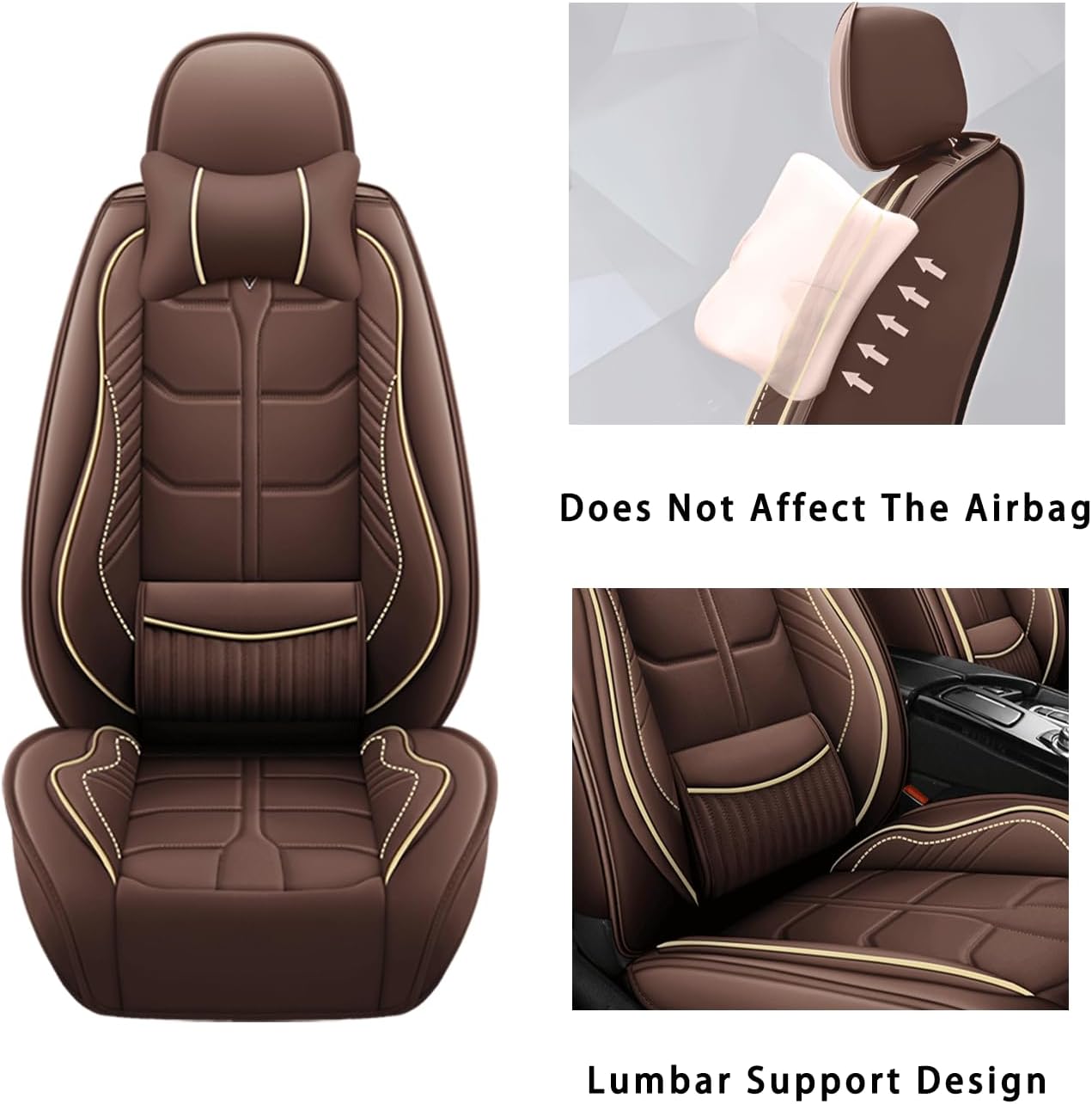 Car Seat Covers Custom Fit for Ford F-150 2003-2025 for Pickup Trucks | Universal Split Bench Design | 5-Seat Full Set with Pillow,Coffee