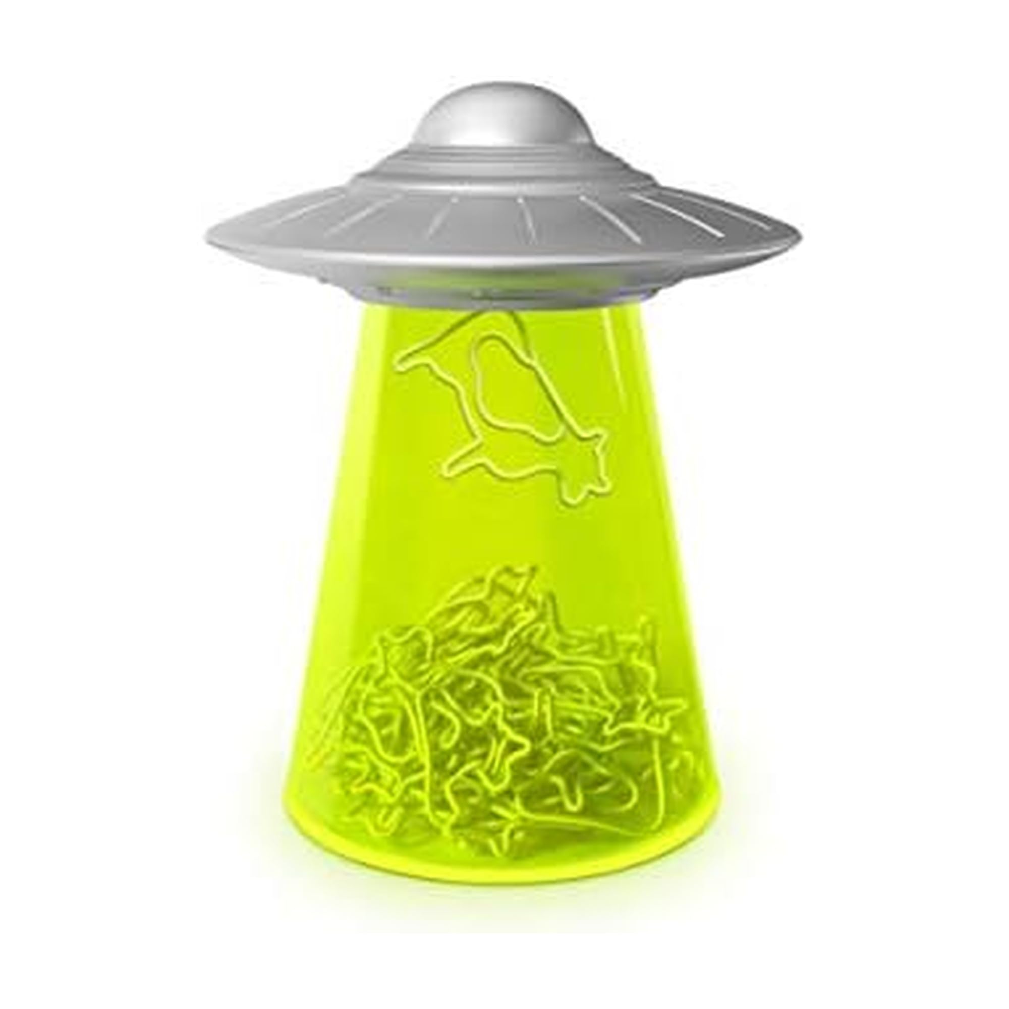 Genuine Fred Filing Saucer Paperclip Dispenser UFO Holder with Cow Paperclips, Space Themed Desktop Organizer Fun and Functional Desk Accessory for Home and Office