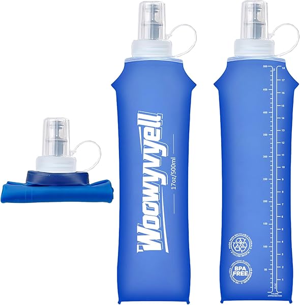 Running Vest Soft Flask, 2PCS BPA-Free 500ml Collapsible Water Bottle for Hydration Backpack, Collapsible Water Bottles for Marathon Hiking Cycling Climbing