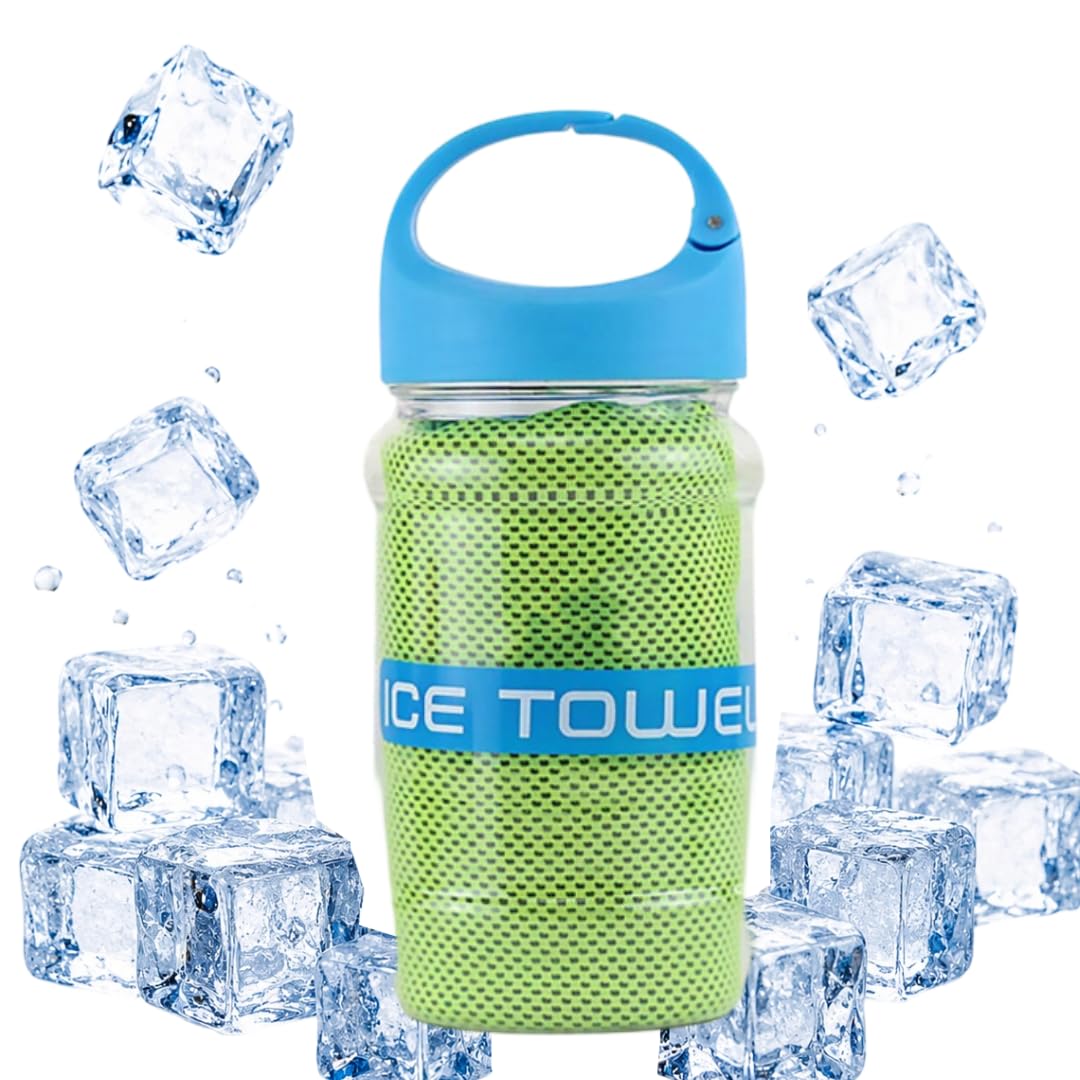 Cooling Towel,Breathable Quick Drying Ice Cool Microfibre Towel with Storage Bottle,Cool Towels For Neck and Face,Cold Towels For Men Women Gym Workout Running Yoga Golf Camping
