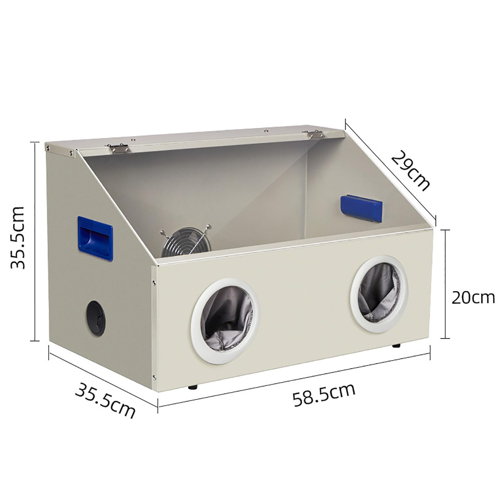 Caja colectora de polvo con luz LED y ventana transparente, potente ventilador de 2800 RPM para grabar, moler, pulir, taladrar y cortar