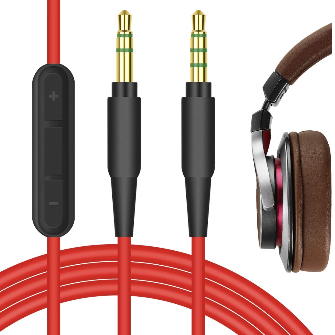 GEEKRIAAudio Cable with Mic Compatible with ATH-M20xBT/M50xBT2, Denon AH-MM300 Headphones Cable, 3.5mm Replacement Stereo Cord with Inline Microphone (4ft/1.2m)