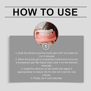 Bike/nda Advanced Customized Full Dentures Set,Moldable False Teeth with Silicone Reline,Comfortable Fake Teeth Top & Bottom Set,Temporary Tooth Solution for Long-Lasting Care,Comfortable Fit