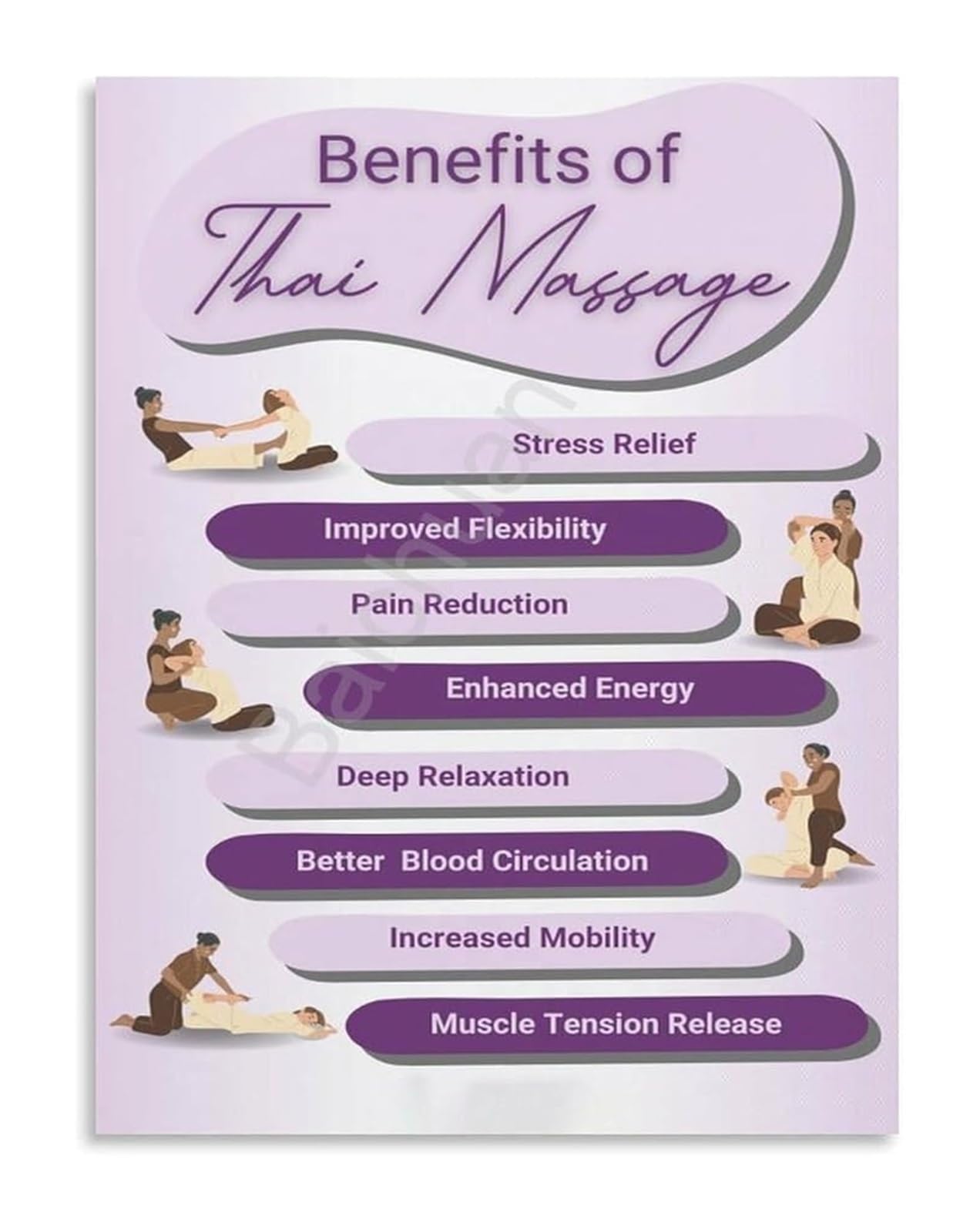 IDGTTLDF Thai Benefits Art Canvas Print for Bedroom Living Room Wall-Art Wellness Relaxation Framed,08x12inch(20x30cm)