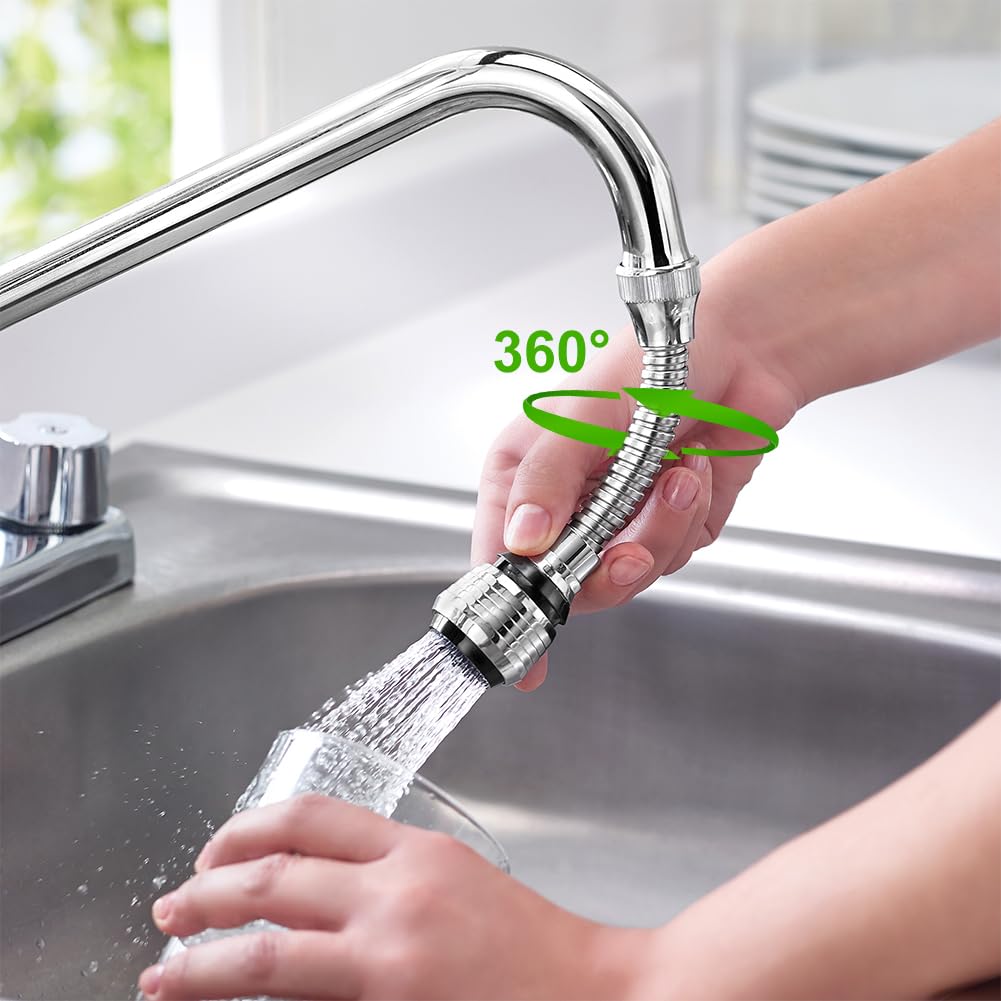 Aireador de Grifo de 360 ​​Grados,Aireador Grifo Cocina Giratorio 360°, Aireador de Grifos de Cocina,Extensor de Grifo Móvil para Fregadero,Ajustable 2 Modos Salida Agua