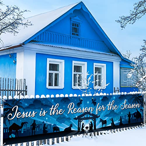Tatuo Christmas Nativity Banner Outdoor Decorations Jesus Religious Christmas Banner
