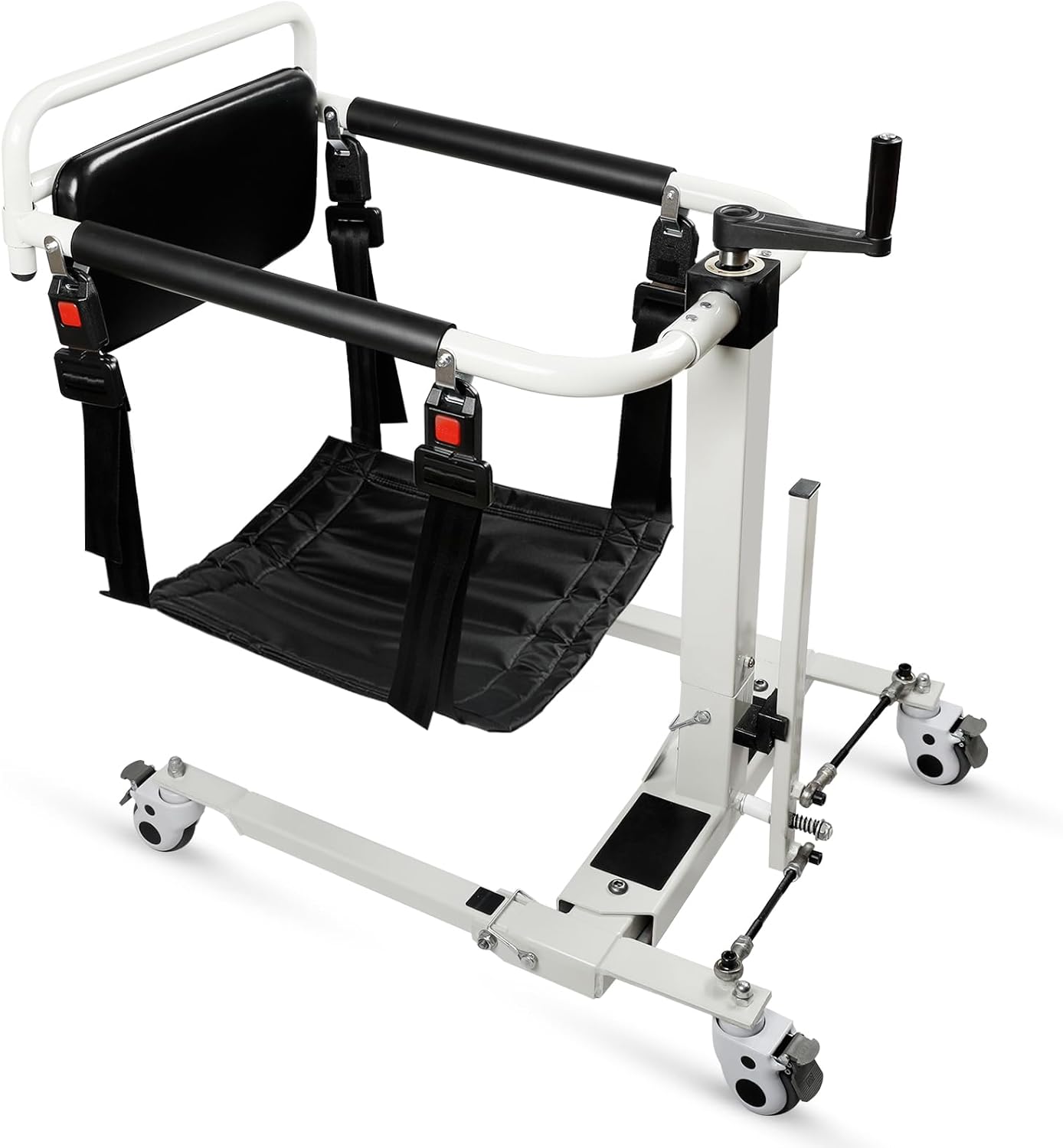 5 in 1 Foldable Patient Lift Transfer Chair with Removable Split Seat, Patient Lift Wheelchair, Adjustable Height Lift Nursing with 4 Casters for Caregivers Home Seniors, Max Load 440Lbs