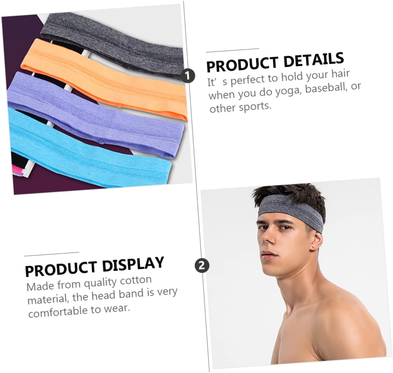 Mikinona 6pcs Elastic Sports Headbands for Men and Women Non-Slip Fitness Hair Accessories for Running Yoga and Gym Workouts