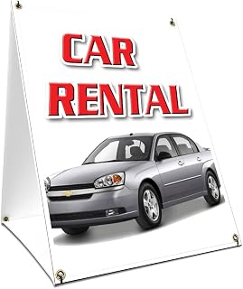 A-Frame Sidewalk Car Rental Sign with Graphics On Each Side | 18" X 24" Print Size