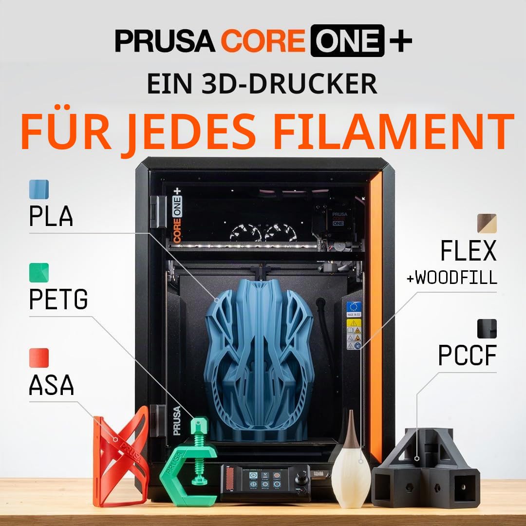 Original Prusa CORE One+ FERTIG MONTIERT – CoreXY High-Speed Profi-3D-Drucker für Hobby & Industrie Vollverkleidet mit aktiver Temperaturregelung Offline-Modus & 25x22x27cm Bauraum