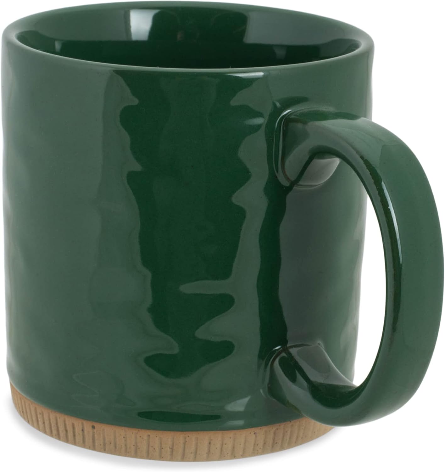 Elanze Designs High Gloss Raw Clay Bottom 15 ounce Ceramic Stoneware Coffee Mugs Set of 4, Green…
