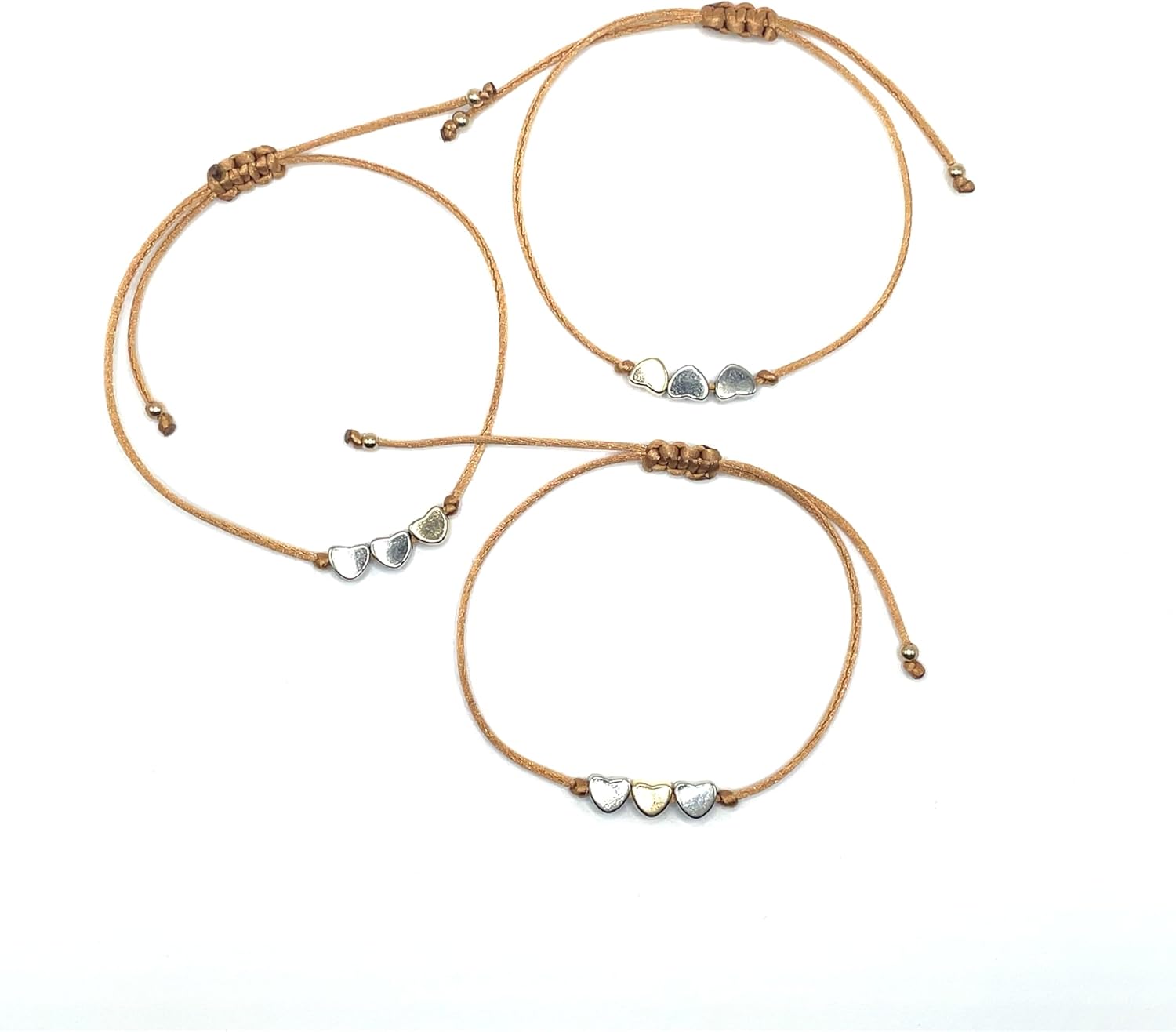 Mother Daughter Bracelet Set – 3 Matching Cord Bracelets with Heart Charms & Gift Card – Sentimental Gift for Mom and Two Daughters, Mother’s Day or Birthday