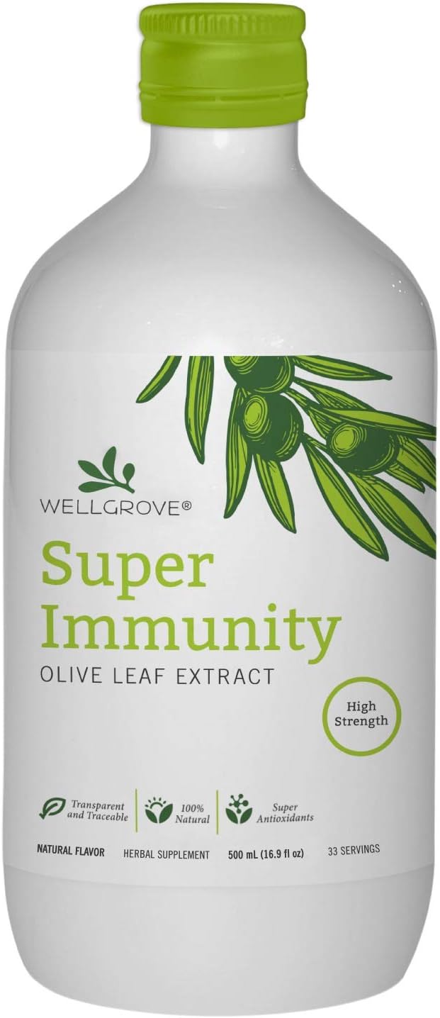 WellGrove Immunity Booster Olive Leaf Extract | Immunity Booster All Natural Vegan Dietary Supplement | Super Strength Immune Support, Antioxidants | Non-GMO (Natural 500mL)
