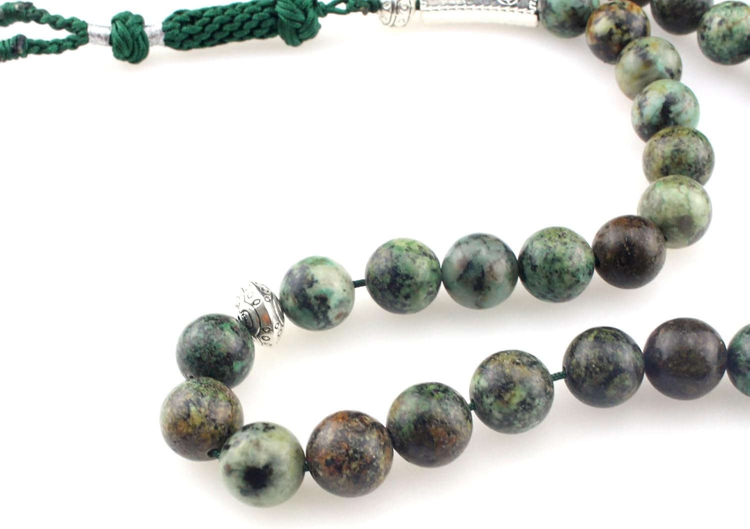 Muslims Islamic Dhikr Tasbeeh Tasbih Prayer Beads, 33 Green Turquoise Stone Beads with Tassel - Image 7