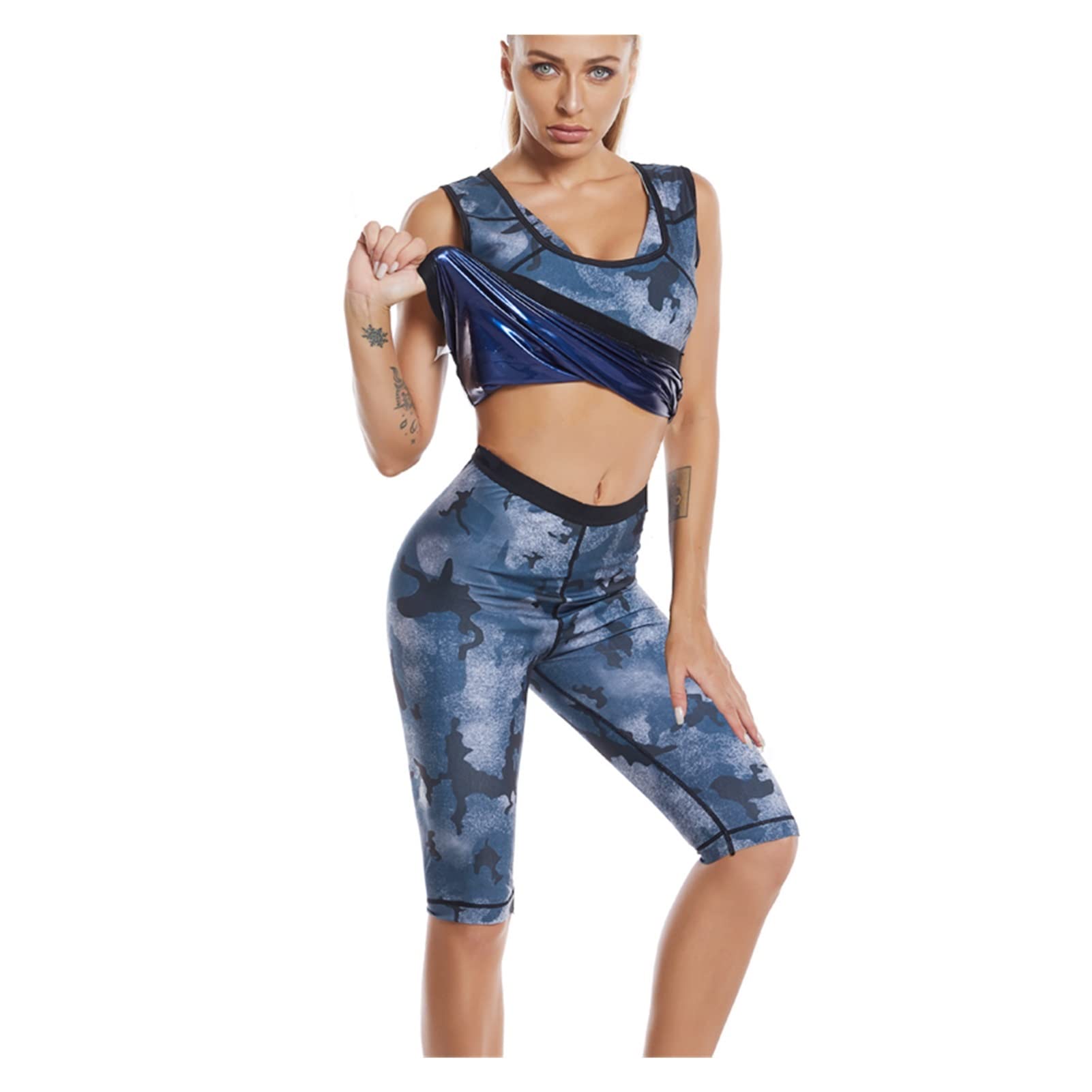 EKSED Traje de Sauna para Mujer, Entrenador de Cintura, Chaleco de Sauna y Pantalones de Sauna, Conjunto de Fajas corporales para Adelgazar