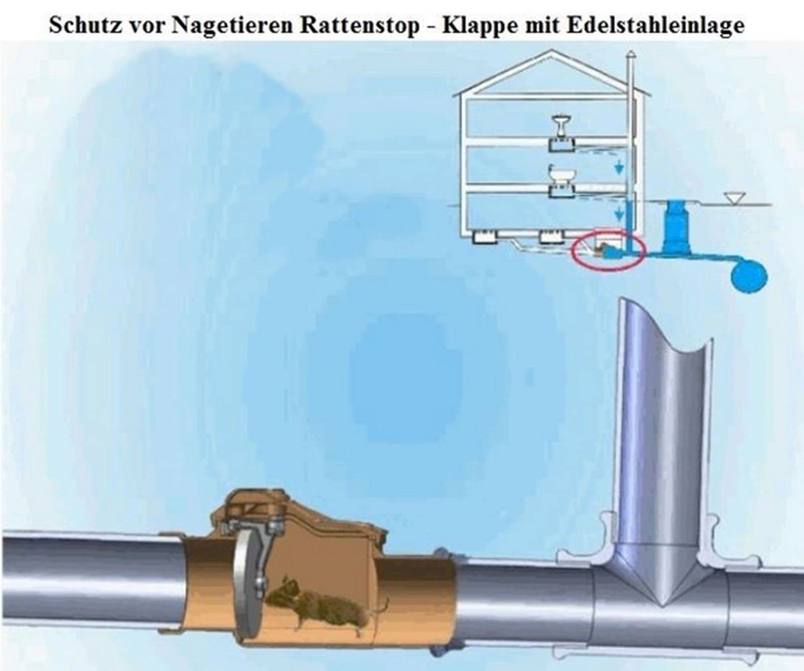 Capricorn Valvola antiriflusso - ø DN 110 con coperchio di corda alettaper coperchio