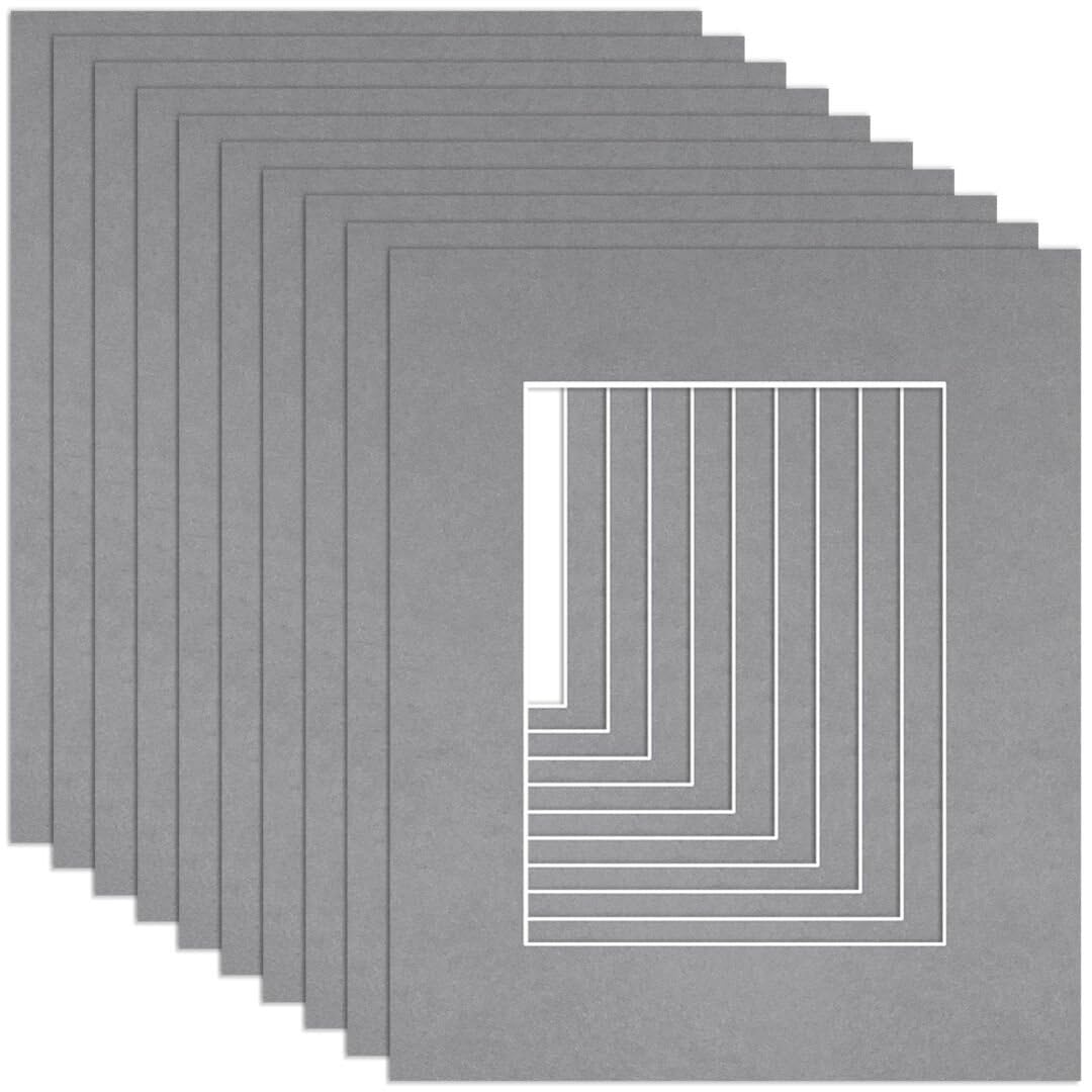 Procut Global 12x10" Mid Grey Picture Mounts to Fit 8x6" Aperture - Precision Cut Cardboard Photo Mount - Ideal for Frames, Prints, Artwork & Certificates - Sizes & Colours Available - 10 Pack โ image 1