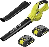 SEYVUM 20V Cordless Leaf Blower with 2x2.0Ah Batteries, 320 CFM 150 MPH Electric Blower for Patio Garden Lawn Cleanup, Fast Charger, Lightweight
