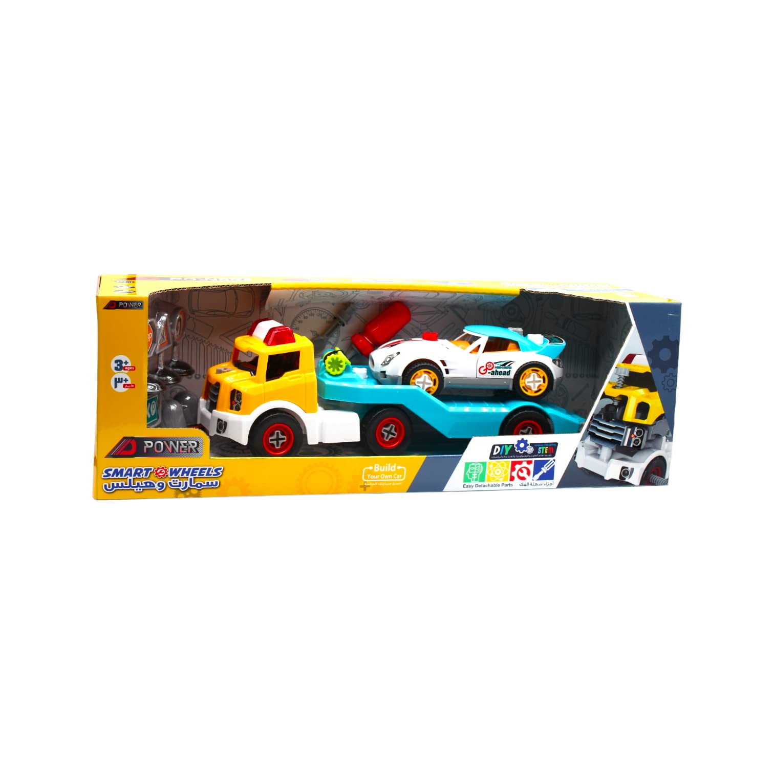 D-PowerDIY Smart Wheels Race Car with Truck for Kids | Car Building Toy Kit | 2 in 1 Combo, Scale 1:24