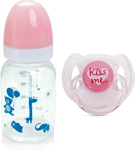 Miniatura 1 de Conjunto de 2 piezas de chupete y botella de estilo rosa, accesorios para muñecas Reborn más seguras-01