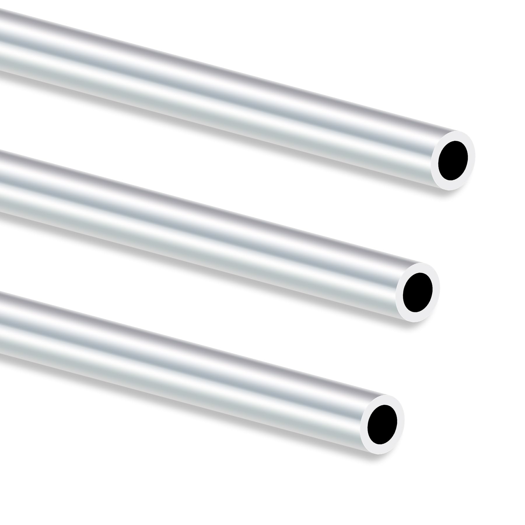 iMeistek 6063 Aluminium Round Tube, 250mm Length 12mm OD 8mm ID Seamless Straight Round Tubing for Industrial, Decorative, Architectural (3PCS)