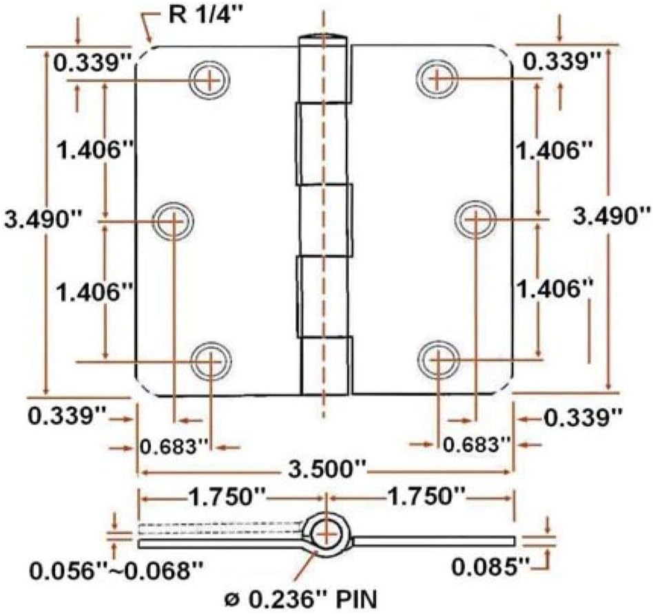 Design House 181362 10-Pack Hinge 3.5", Satin Nickel