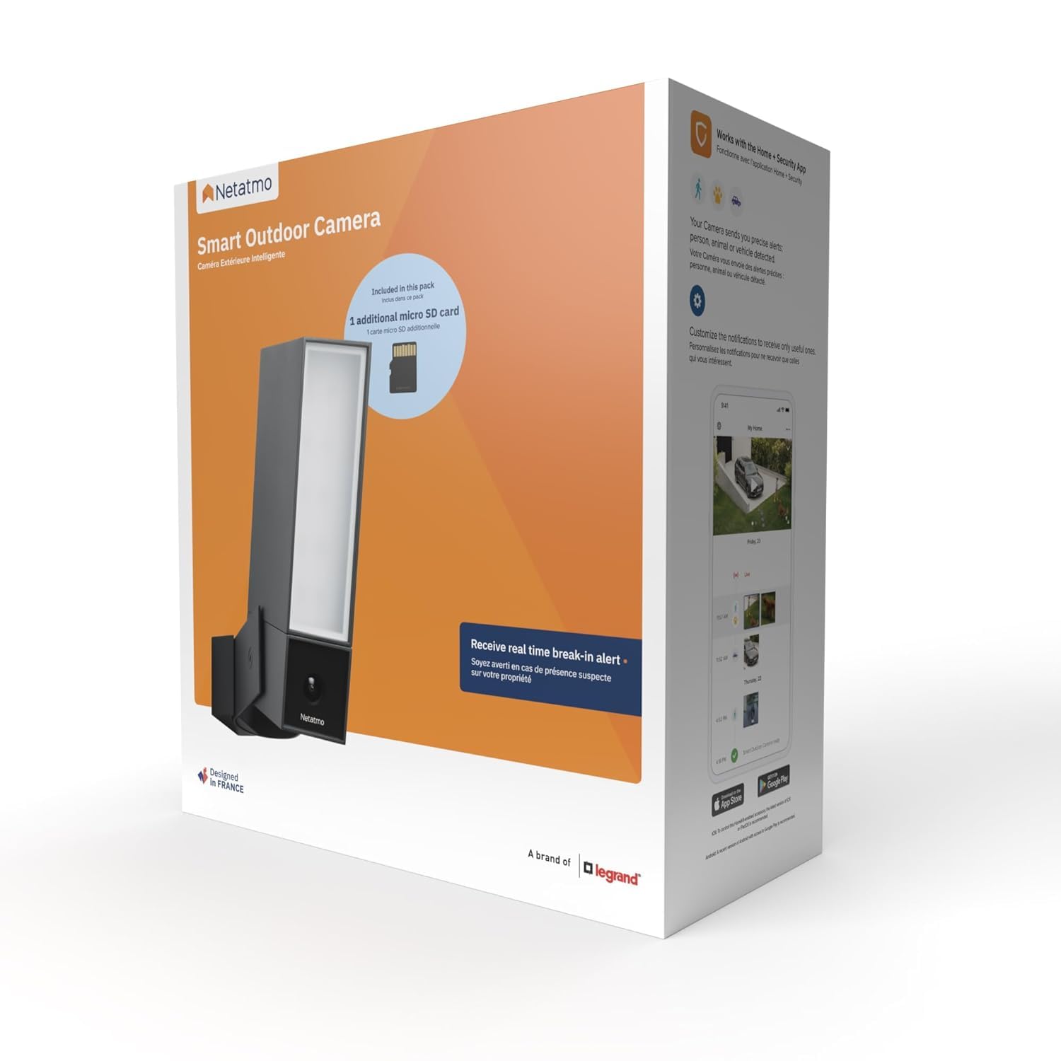 Netatmo Smarte Überwachungskamera Außen, WLAN, Integrierte Beleuchtung 12W, Video HD 1080p 4MP, Bewegungserkennung, Nachtsicht, Ohne Abonnement, zusätzliche Micro-SD, NOC -AMZ
