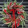 Pre lit christmas wreath with lightsoutdoor christmas wreaths for front door 22 inch xmas door wreath with pine needles pine cones and red berries farmhouse home christmas decorations  urban country home decor